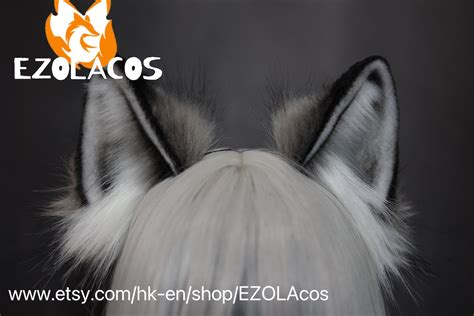 Realistic Gray Wolf Ears Headbandblack Werewolf Earwolf Ear Etsy
