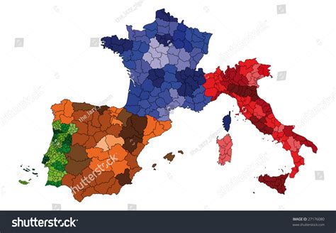 Stepmap spain portugal france andorra pyrenees mountains. Hi Detailed Map Of France, Spain, Italy And Portugal Stock ...