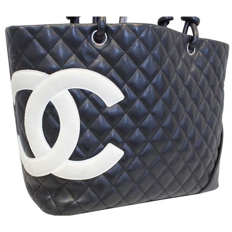 Chanel Cambon Black Calfskin Leather Large Tote Bag Us