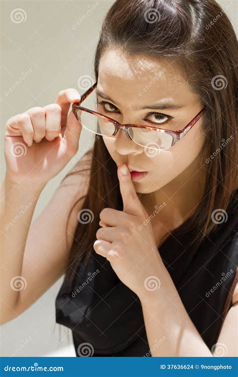 Beautiful Woman Asking For Silence Stock Photo Image Of Look Asia