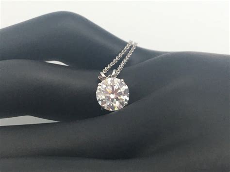Diamant Solitaire Collier Pendentif Ct Rond Coupe D Si K Or Blanc