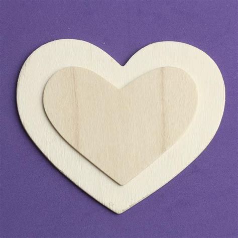 4 Unfinished Wood Layered Heart Cutout Wooden Hearts And Stars