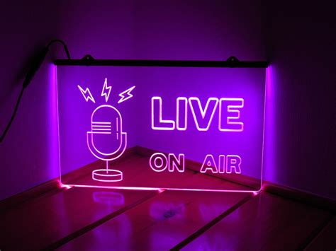 Live On Air Acrylic Led Neon Light Sign Recording Music Etsy