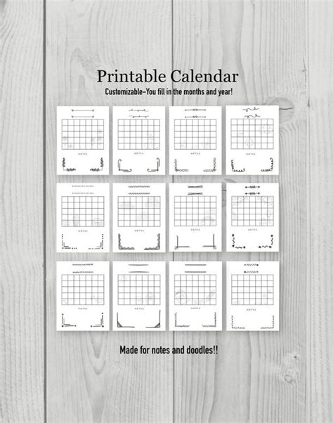 Custom Printable Calendar Instant Download Etsy