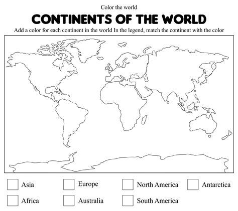 Printable World Map Worksheet