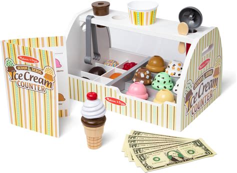 Melissa And Doug Wooden Scoop And Serve Ice Cream Counter 28 Pcs Play