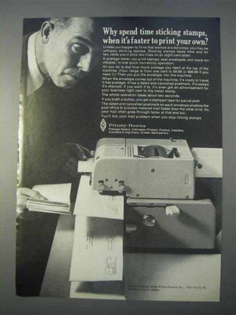 1966 Pitney Bowes Postage Meter Ad Sticking Stamps Ebay