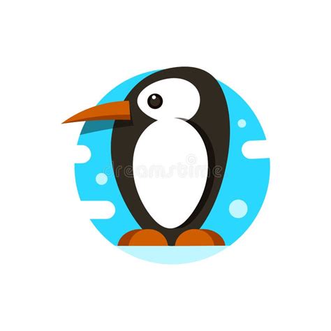 Cute Penguin Icon In Flat Style Cold Winter Symbol Stock Vector