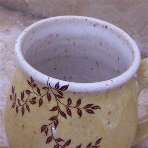 Vines On Yellow Stoneware Ceramic Pottery Mug Etsy Ceramics Pottery