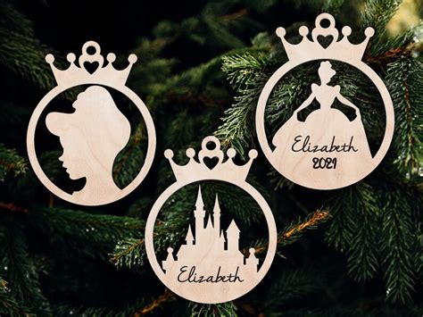 Personalized Cinderella Christmas Ornament Svg Laser Ready Etsy