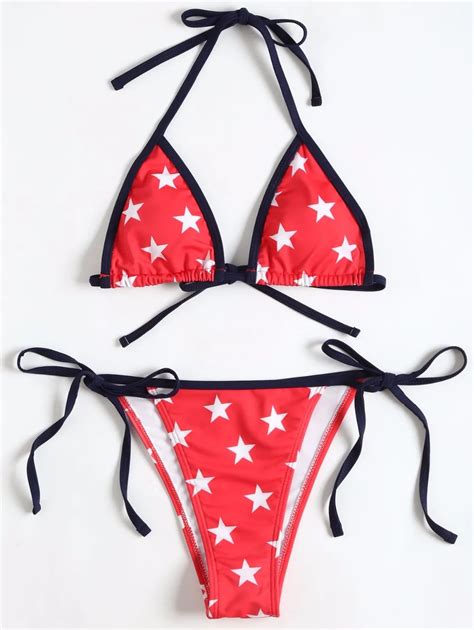 Star Print String Bikini Set Hot Sex Picture