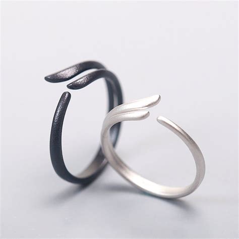 Wings Korean Style Personalized Statement Couple Rings Promise Etsy