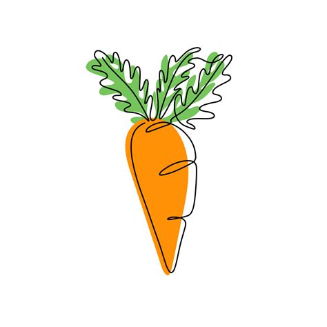 Hand Drawn Vector Illustration Of A Carrot In Single Line Style Cute