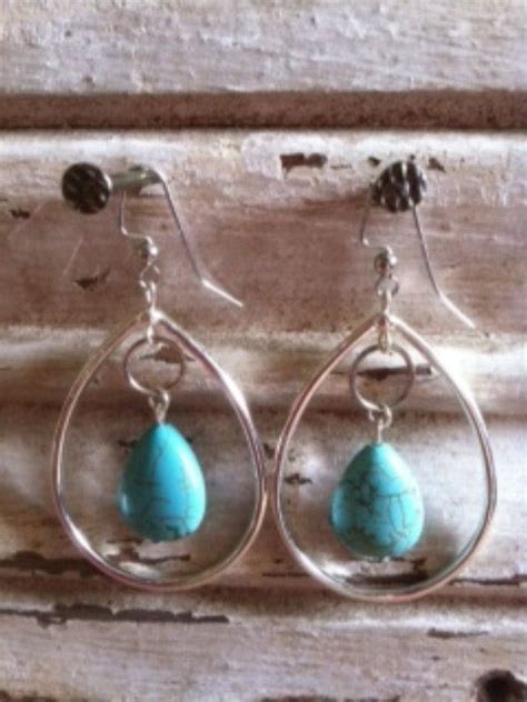 Silver Hoops With Turquoise Drops By EmmyeWalkerDesigns On Etsy