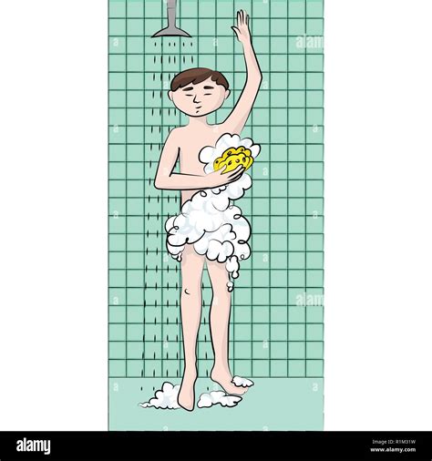 Man Wet Shower Bathroom Stock Vector Images Alamy