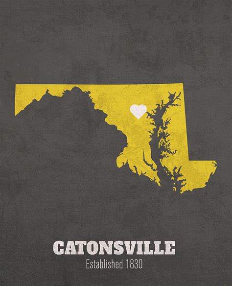Catonsville Maryland City Map Founded 1830 Towson University Color