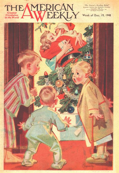 j c leyendecker the american weekly magazine cover december 19 1948 vintage christmas