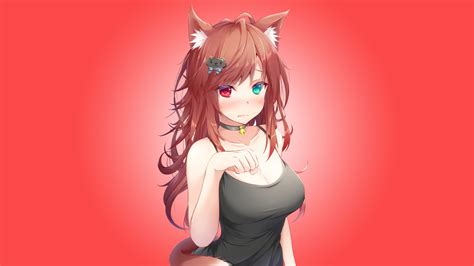 Anime Cat Girl Red 2560x1440 Wallpaper
