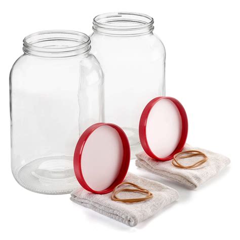 2 Pack 1 Gallon Glass Jar Wplastic Airtight Lid Muslin Cloth
