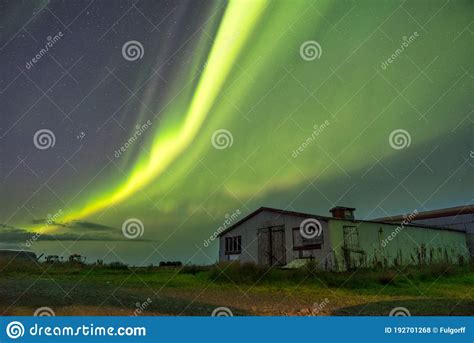 Northern Lights Over Iceland Stock Photo Image Of Outdoor Building