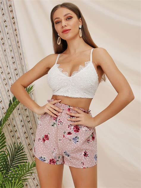 Wholesale Sexy Lace Top With Floral Hot Pants Jza051819pn