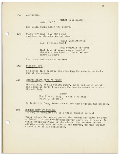 Lot Detail Moe Howards 30pp Script Dated October 1943 For The Three