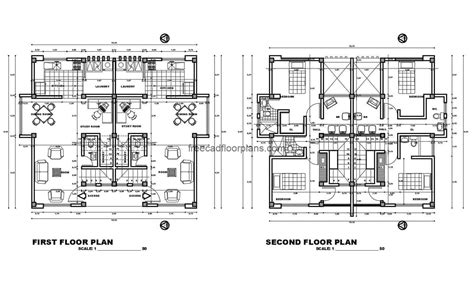 Two Storey Duplex House Autocad Plan 2306201 Free Cad Floor Plans