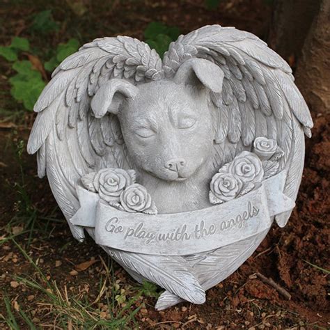 Angel Pet Statuesuper Cute Sleeping Dogcat In Angels Wing Resin