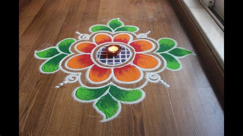 Simple Easy And Quick Freehand Rangoli Designs With Colours Rangoli