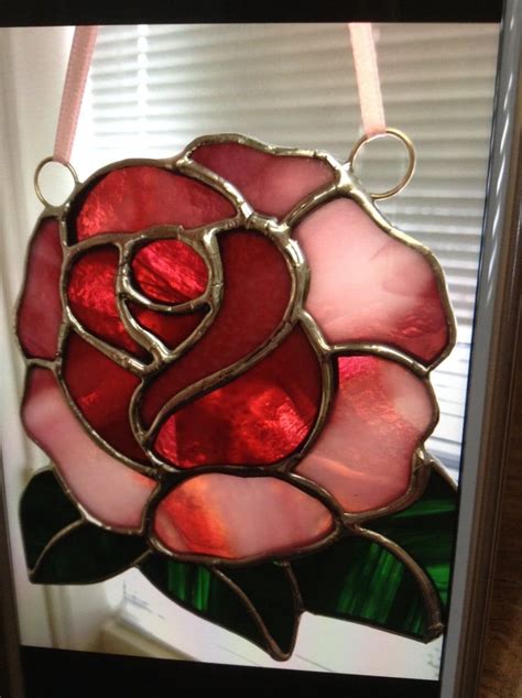 Stunning Pink Rose Suncatcher Full Bloom Rose Shaped Large Etsy