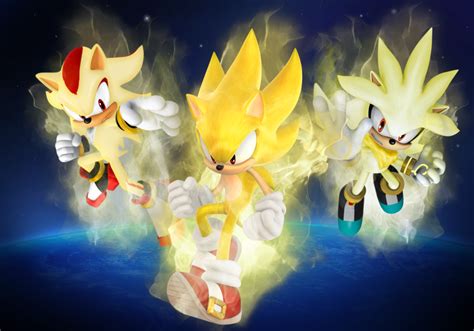 Super Sonic Shadow Silver The Tlhthree Legendary Hedgehogs Photo