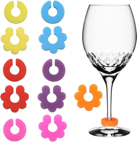 Selftek 12 Pieces Wine Glass Marker Silicone Wine Drink Markers For
