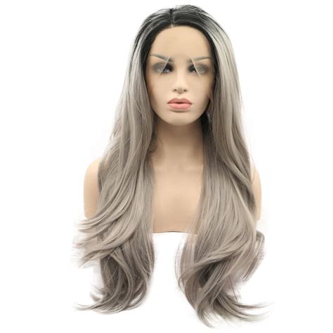 Sylvia Blackgrey Two Tone Ombre Natural Straight Synthetic Lace Front