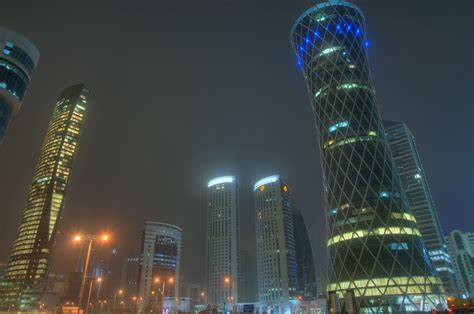 Обои City Night Lights Qatar Doha на рабочий стол