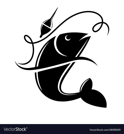 Fishing Icon Of Fish Catch On Hook Template Vector Image