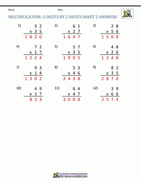 Two Digit Multiplication Worksheets 4th Grade | Times Tables Worksheets