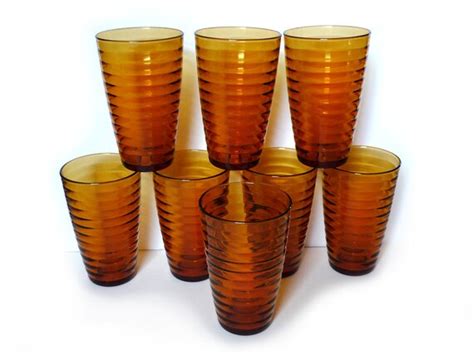 Duralex Amber Glass Tumblers Beehive Glasses Made In France