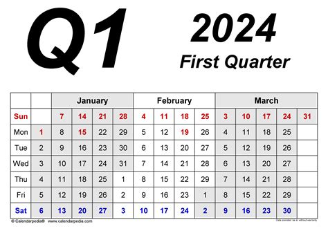 Quarterly Calendars 2024 Free Printable Pdf Templates