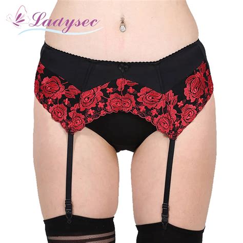 embroidery garters suspenders for stockings floral lace garter belts with metal buckle vintage