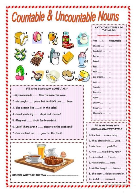 Countable And Uncountable Nouns English Grammar Worksheets Nouns