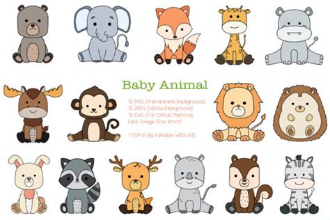 Cute Baby Animal Svg Clipart Graphic By Ijstudio · Creative Fabrica