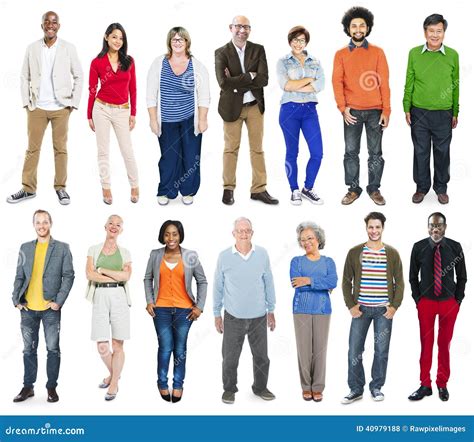 Full Length Of Diverse Multiethnic People In A Row Stock Photo Image