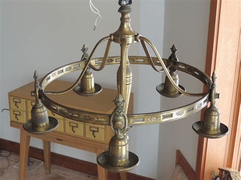 VINTAGE ceiling hanging Light Fixture CHANDELIER Brass 5 ...