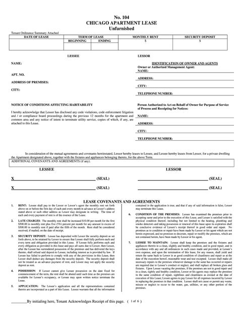Chicago Lease Template Tutoreorg Master Of Documents