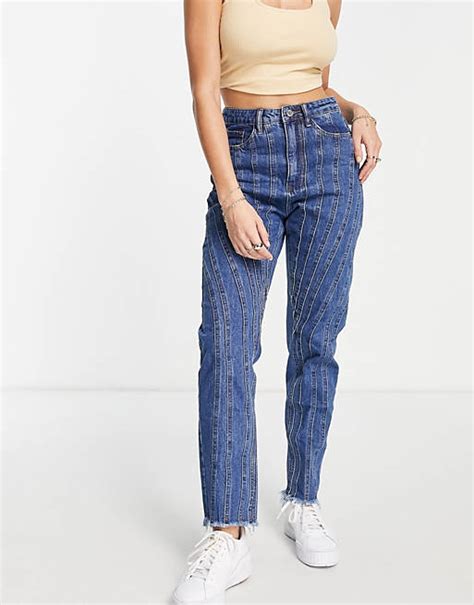 Missguided Mom Jeans Met Hoge Taille In Blauw Asos