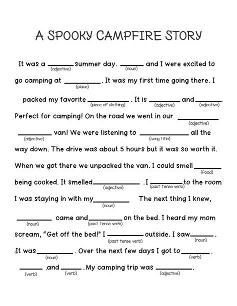 8 Best Images Of Camping Mad Libs Printable Free