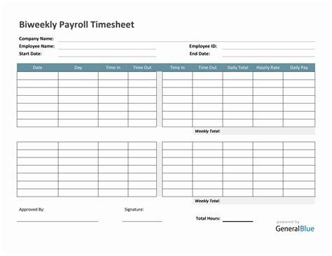 Free Customize And Download A Biweekly Timesheet Temp