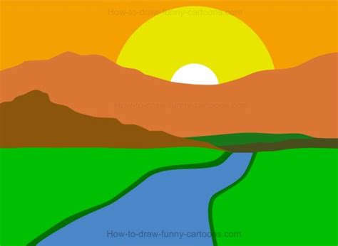 I took raw umber and drew in the shapes with a small paint brush. How to Draw A Landscape