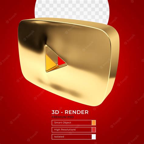Premium Psd Youtube Gold Play Button 3d Render