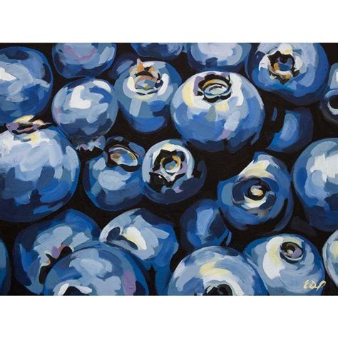 Blueberries Acrylic Painting Print On Paper In Blue Painting Art